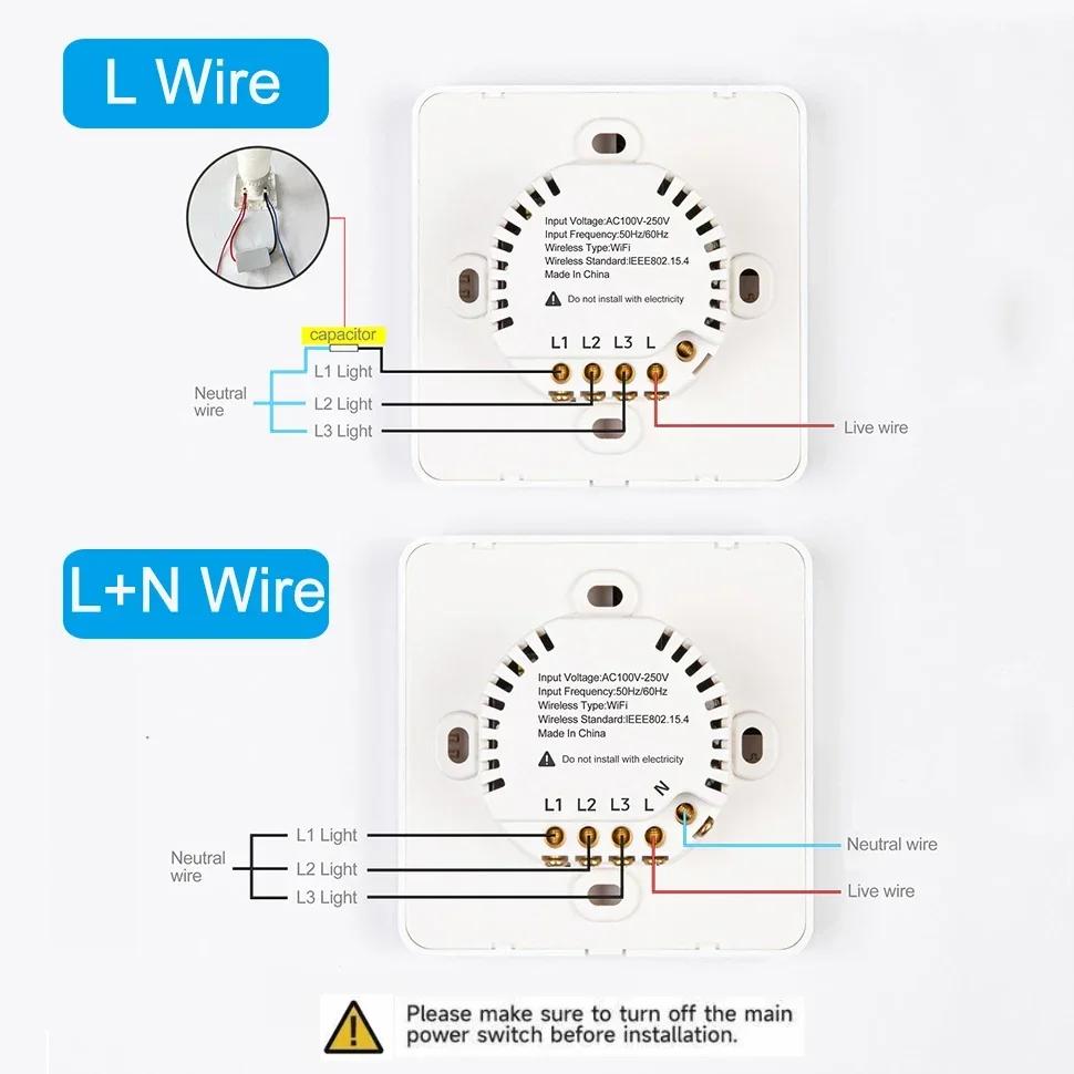 Smart Wifi Schalter mit Temperatur- und Zeitanzeigefunktion 100-250V 1/2/3fach Wandschalter mit Tasten Timing Fernbedienung