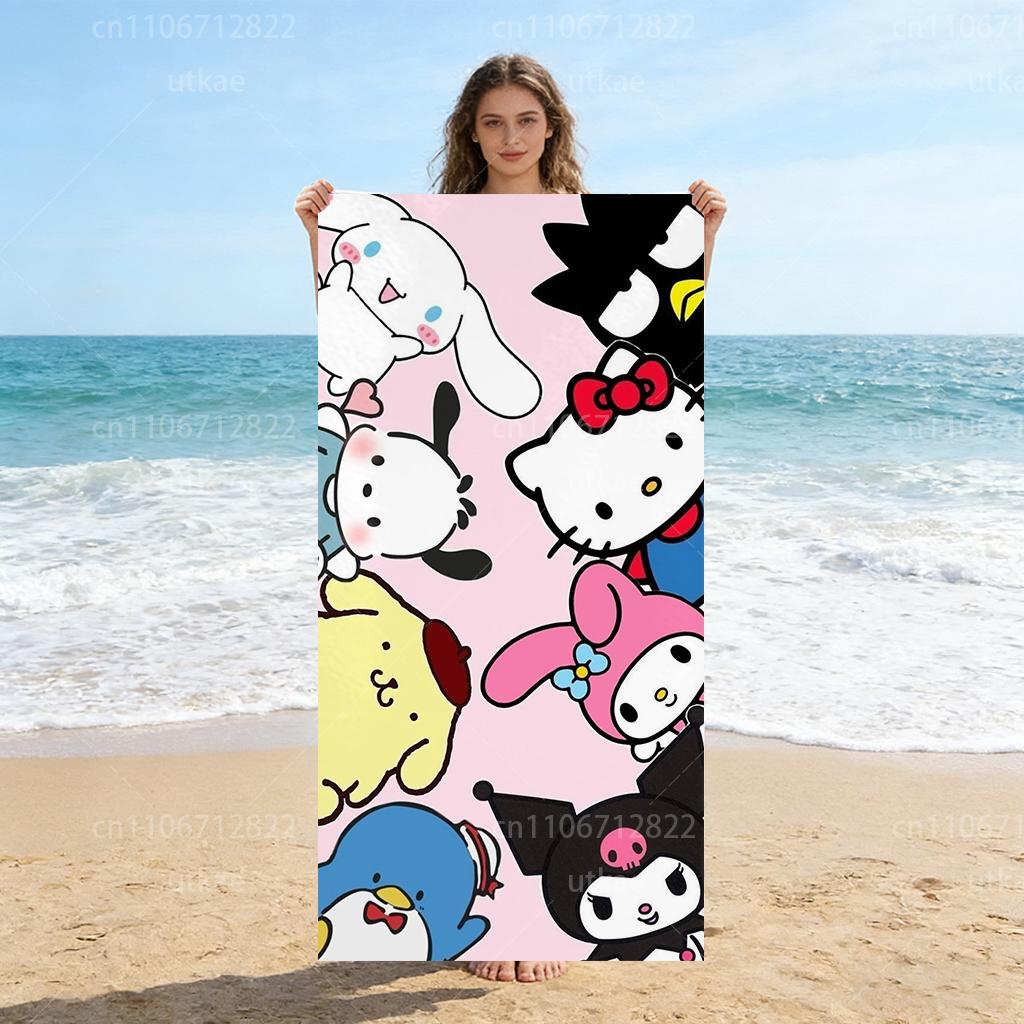 

1pc Cute Sanrio Characters Beach Towel, Kawaii Cartoon Print Towel for Beach, Pool and Vacation W40*H60(CM)