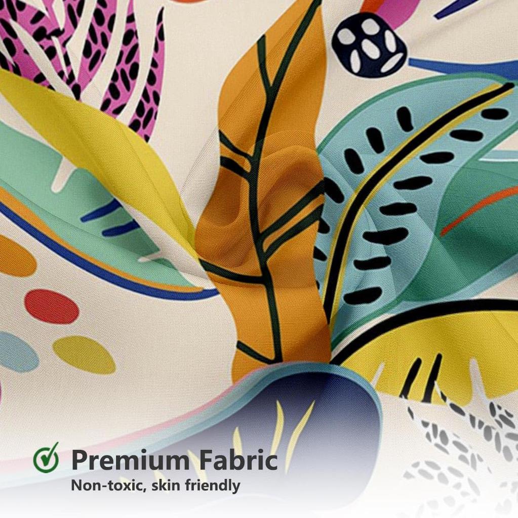 Jungle Boho Shower Curtain Colorful Mid Century Shower Curtains Abstract Floral Asthetic Pastel Modern Contemporary Art Bathroom