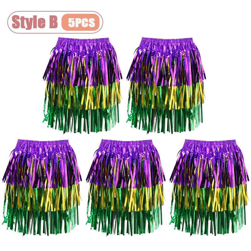 Jupe à Franges Carnaval Violet Or Vert Costume de Danse Mardi Gras Jupe de Spectacle Danse du Ventre avec Franges Accessoire de Fête