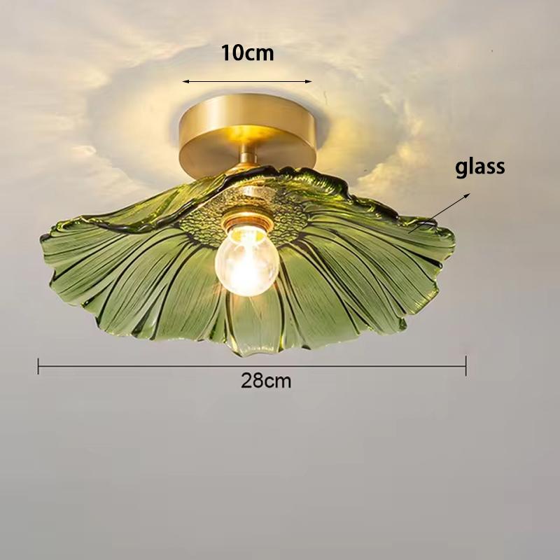 Retro Lotus-shaped Glass Pendant Lamp for Home Cecoration Lighting Dining Room Bedroom Bedside Long-line Ceiling Lamp Store Lamp
