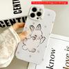 2DFlat Cute Bunny Waving Among Golden Stars All Inclusive Film Hard iPhone Case, Compatible with iPhone 18 Pro Max 17 16 15 14 13 12 11