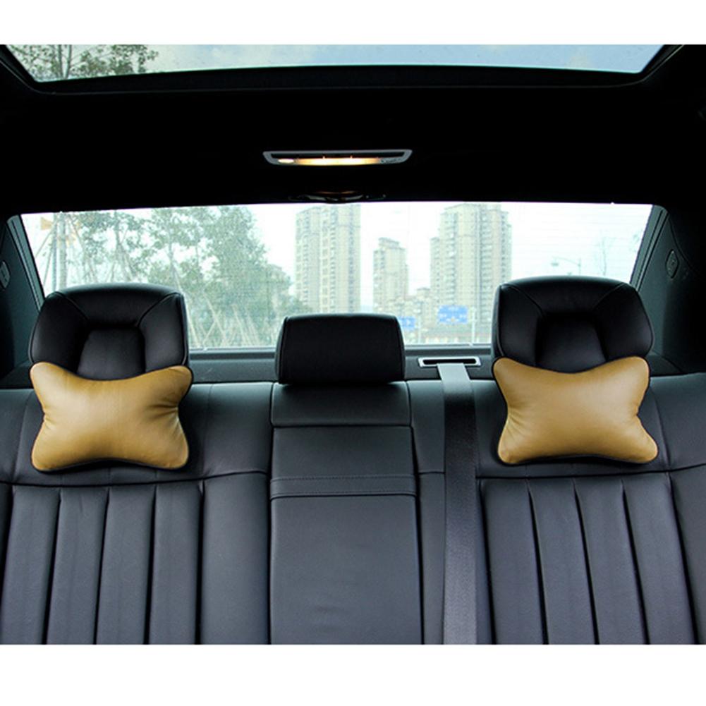 Car Home PU Solid Color Neck Pillow Breathable Rest Cushion Seat Headrest