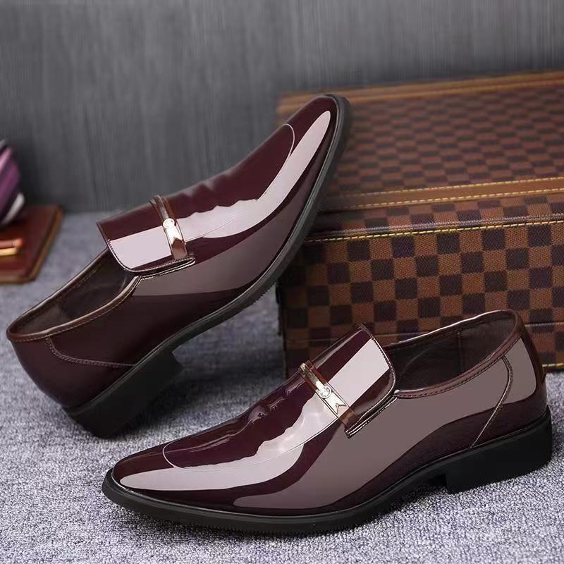 2025 new one-pedal spring and autumn men's leather shoes soft leather business casual bright leather single shoes casual leather shoes men