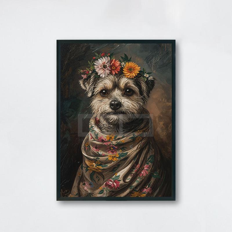 Vintage Animal with Flower Poster Dog Cat Rabbit Raccoon Garland Prints Canvas Painting Wall Art Pictures Home Room Nature Decor
