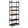 Industrial Bookshelf, 6-Tier, Vintage Ladder Shelf Bookshelves and Bookcases, with Metal Frame, Book Organizer with Open Shelves, for Living Room,