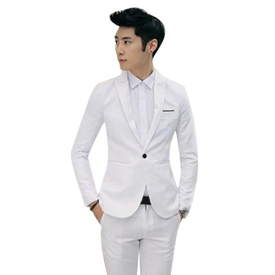 Men's Fashion One Button Suit Coat Wedding Business Casual Slim Lapel Jacket