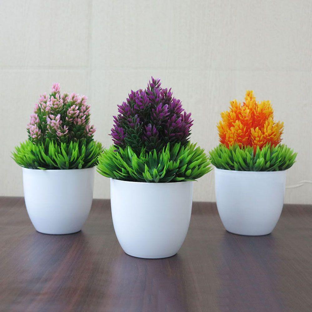 1 SET Gift Desktop Ornament Home Decor Artificial Flower Fake Potted Simulation Bonsai Plastic Plant