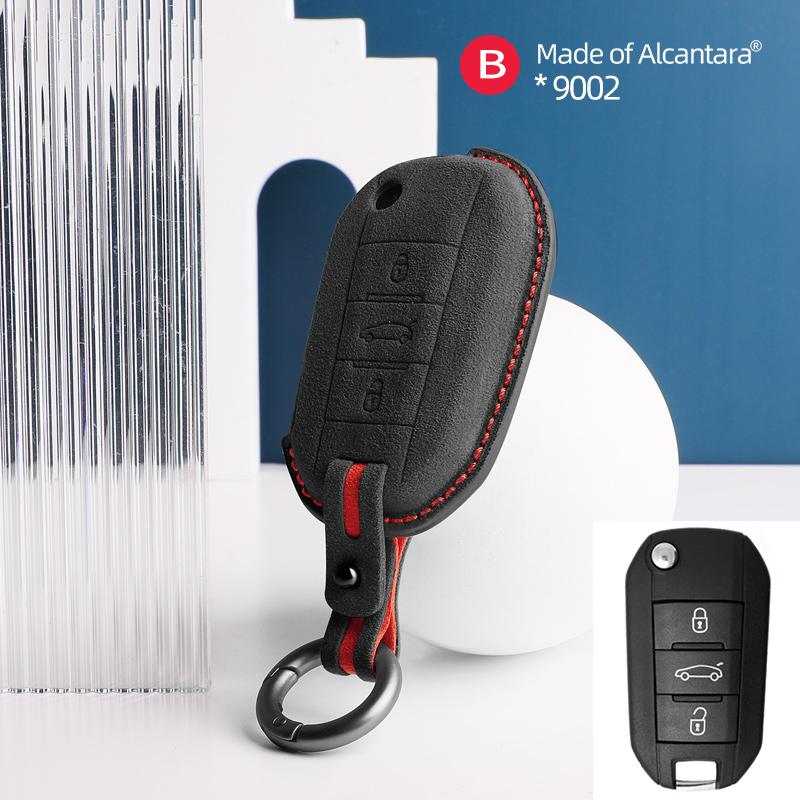 New suede Car Key protection shell For Peugeot 208 308 408 508 2008 3008 4008 5008 For Citroen C3 C4 CACTUS C6 C8 accessories