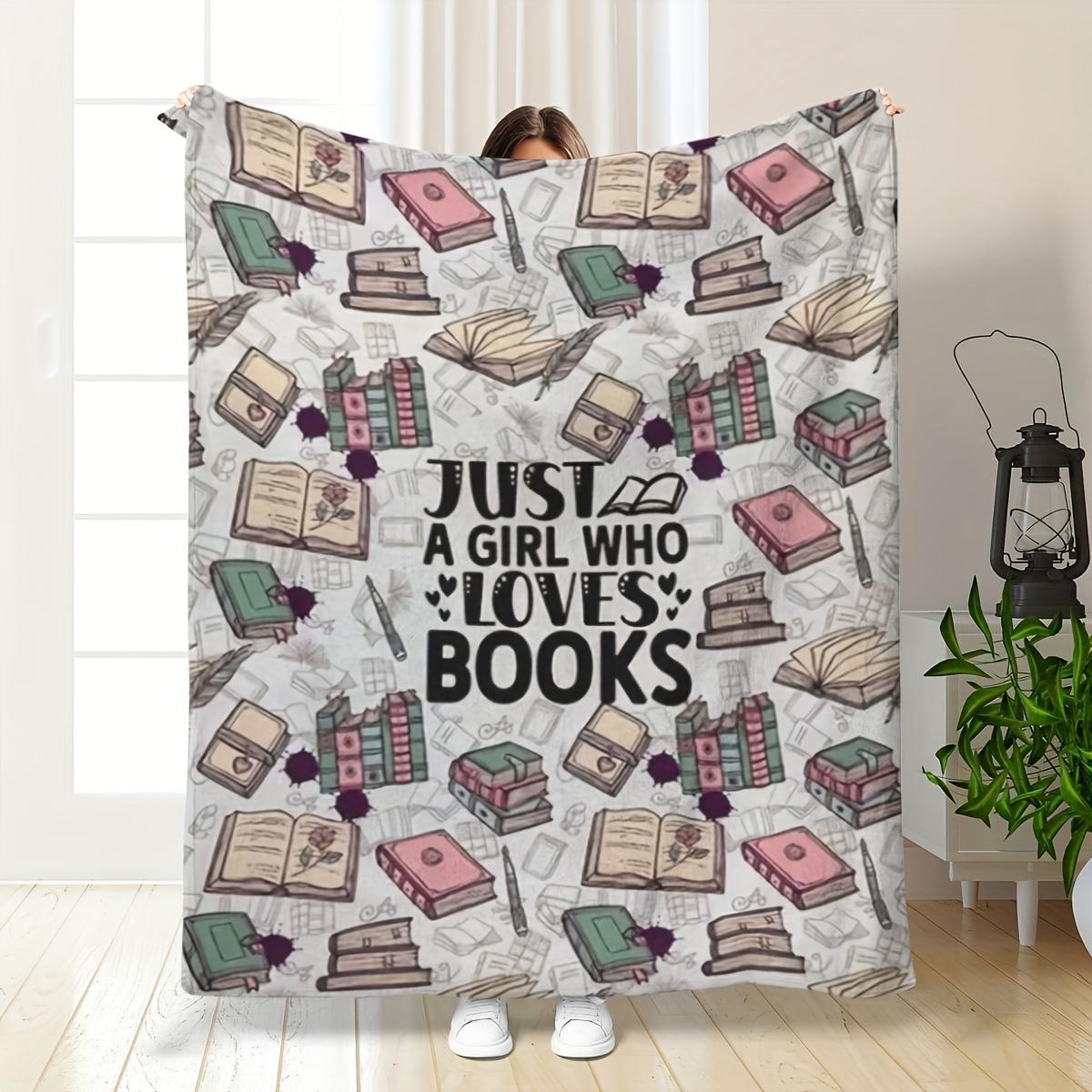 Jessica Chen Unisex Bookworm Bliss Flannel Throw Blanket Soft Reading Theme Design All Season Cozy Comfort For Book Lovers Gift