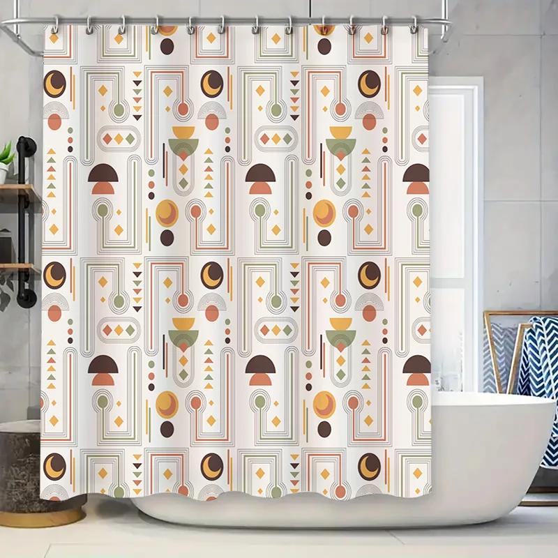 

Роскошная винтажная геометрическая шторка для душа с узором из грибов, водонепроницаемая ткань для декора ванной комнаты W90xH180cm