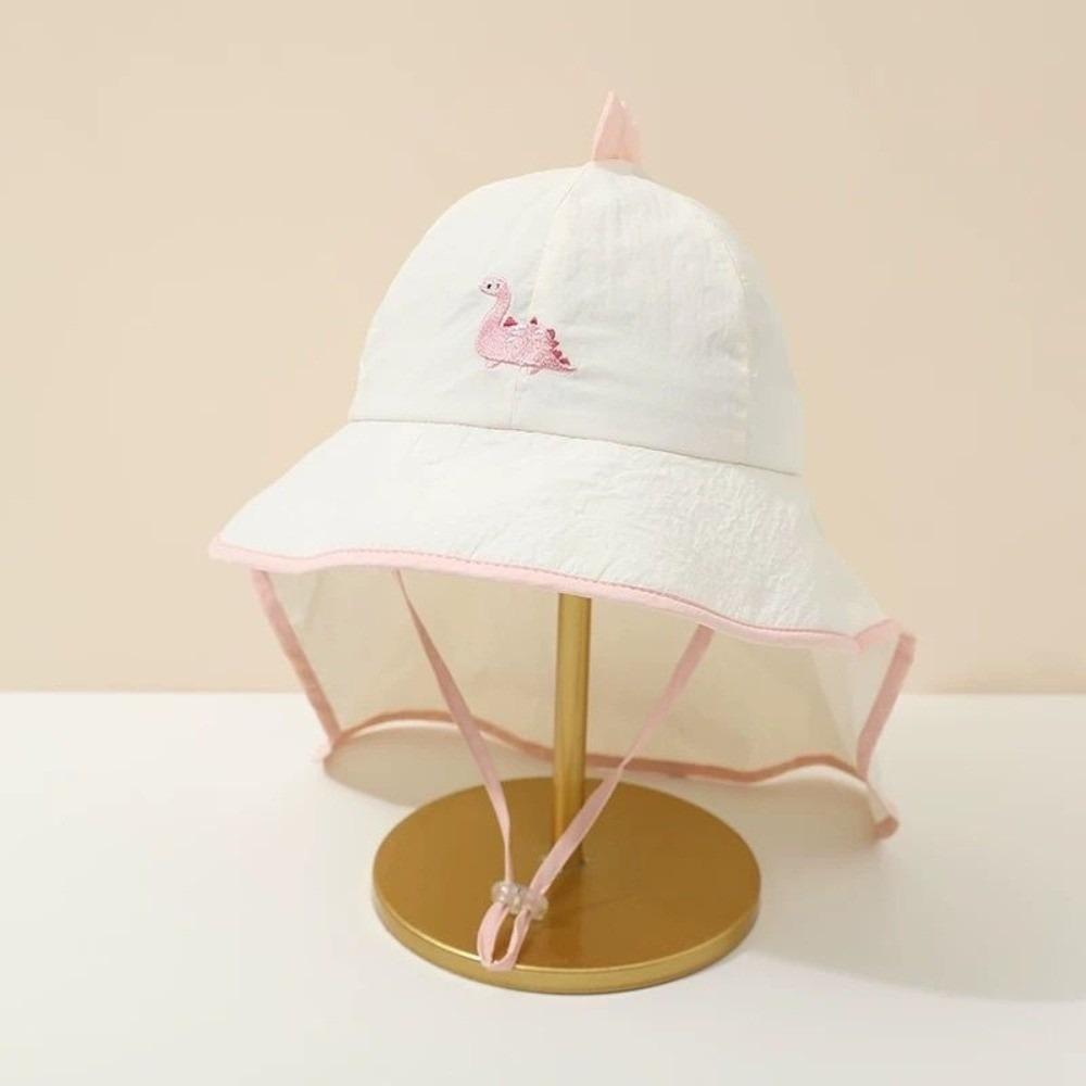 Cartoon Children Beach Hat Wide Brim Boys Sunshade Shawl Cap Thin Folding Girls Sun Hat Beach розовый