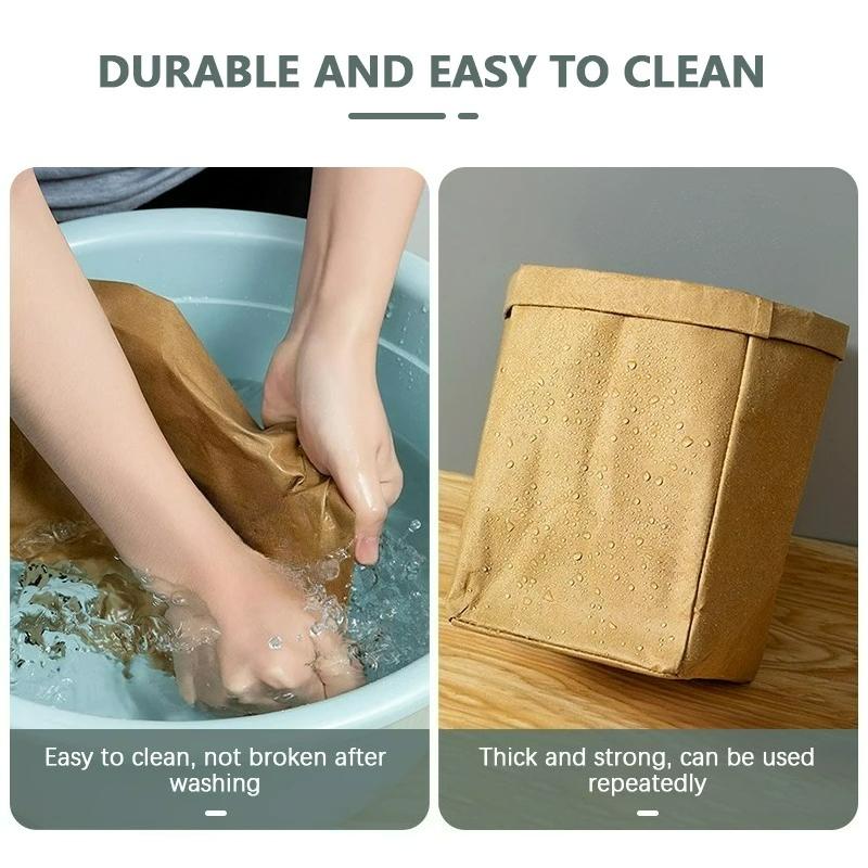 1/4pcs Kraft Paper Bag Reusable Grocery Bags For Fruits  Washable Paper Storage Bags Vegetable Plants Flowers Bread Packing