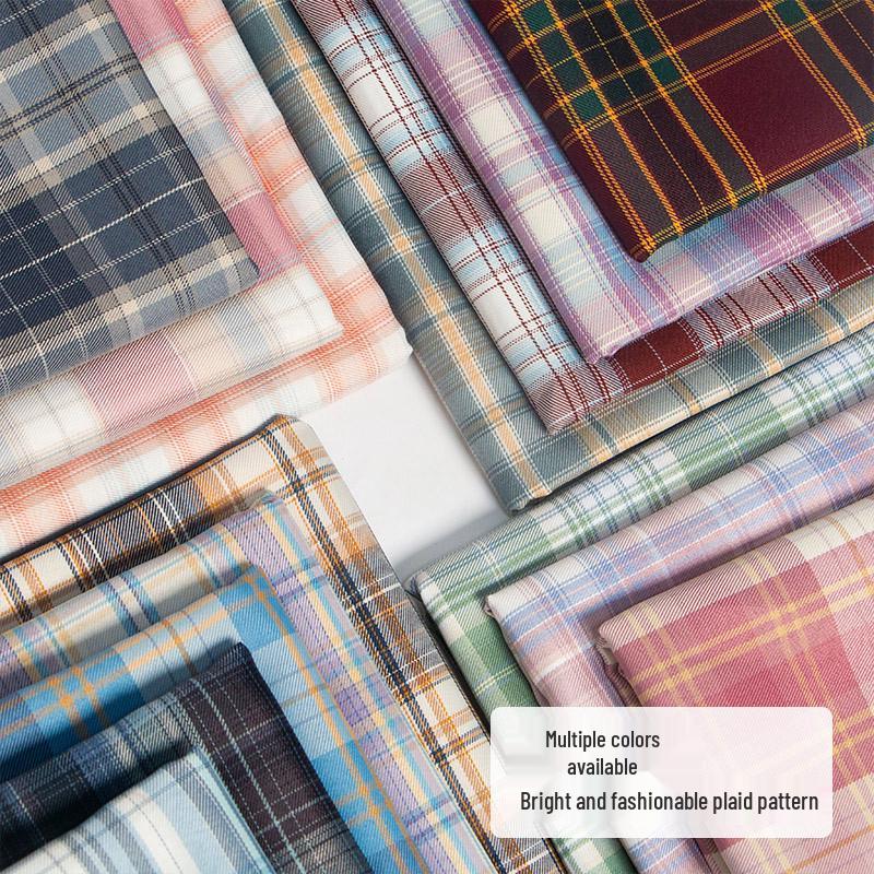 Plaid Japanese JK Pleated Skirt Fabric, Handmade DIY Scrunchie, Yarn-Dyed Polyester Scraps