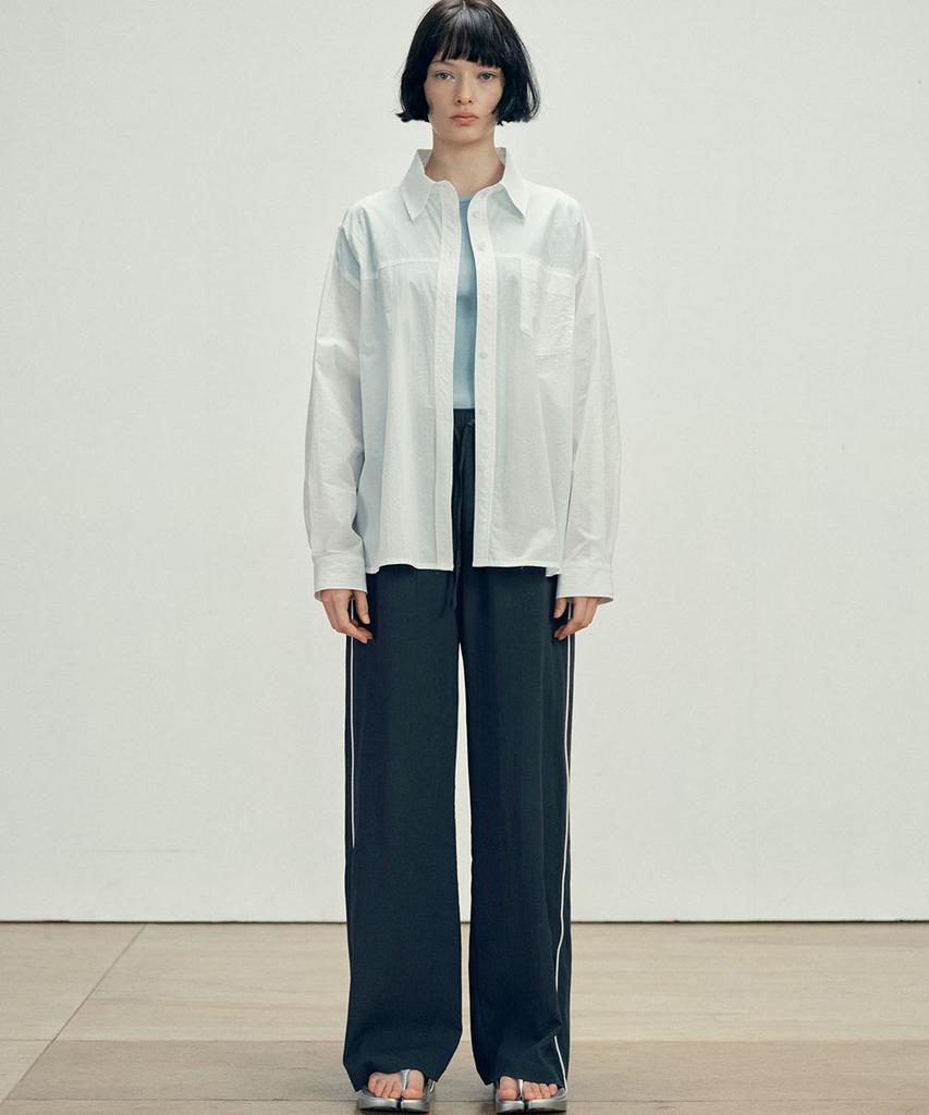 MALOUPE 4121 Summer Nylon Oversized Shirt (White)