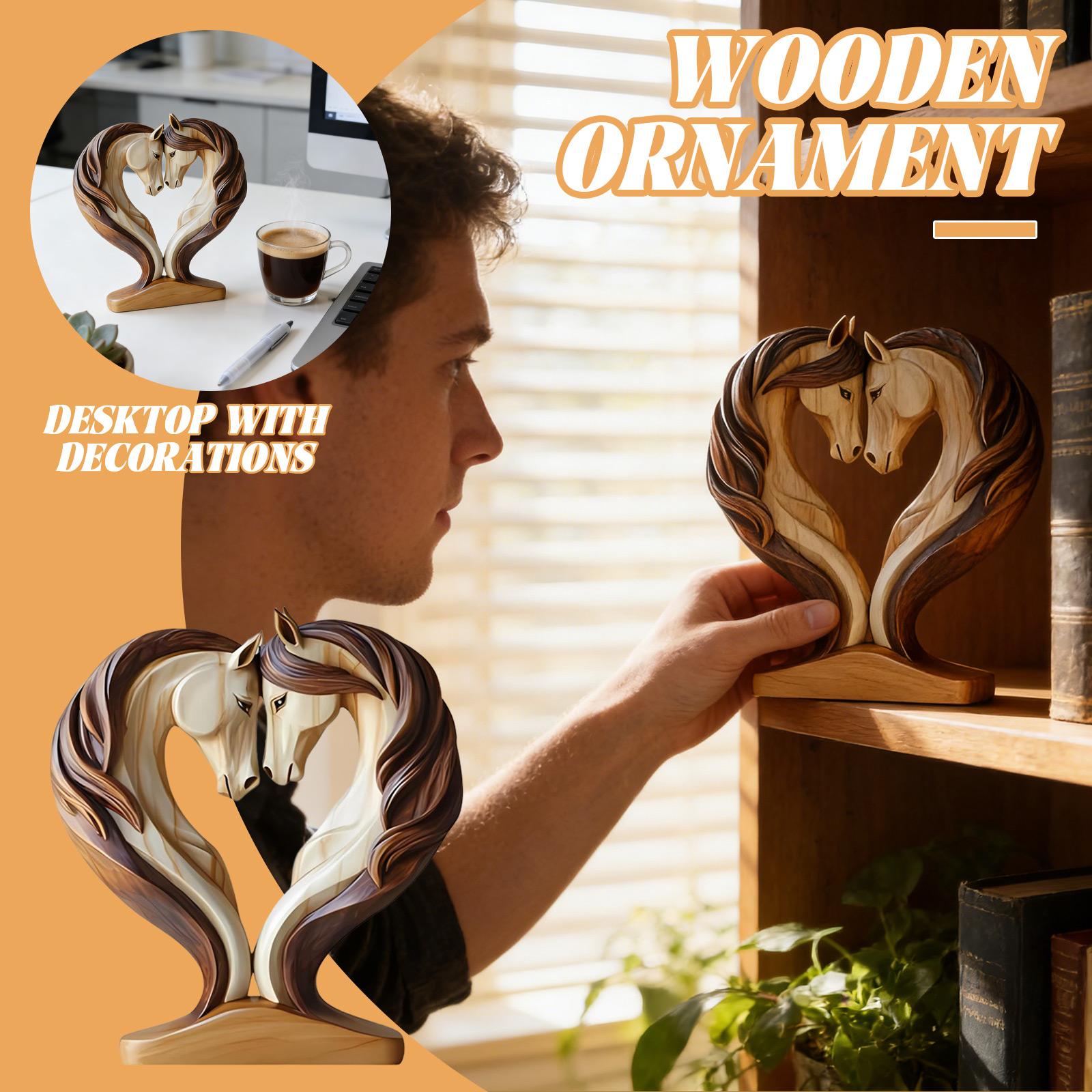 

Horses Intertwined 2D Wooden Desktop Ornament, Home Decor For Living Room And Bedroom, Assembly Kit One Size коричневий