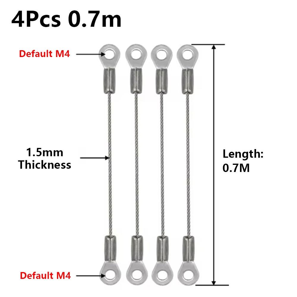 4Pcs 304 Stainless Steel Wire Rope Anti-fall Safety 1.5mm Terminal Block M4 Wire Eyelets Lighting Hanging Wire for Hanging Lamp