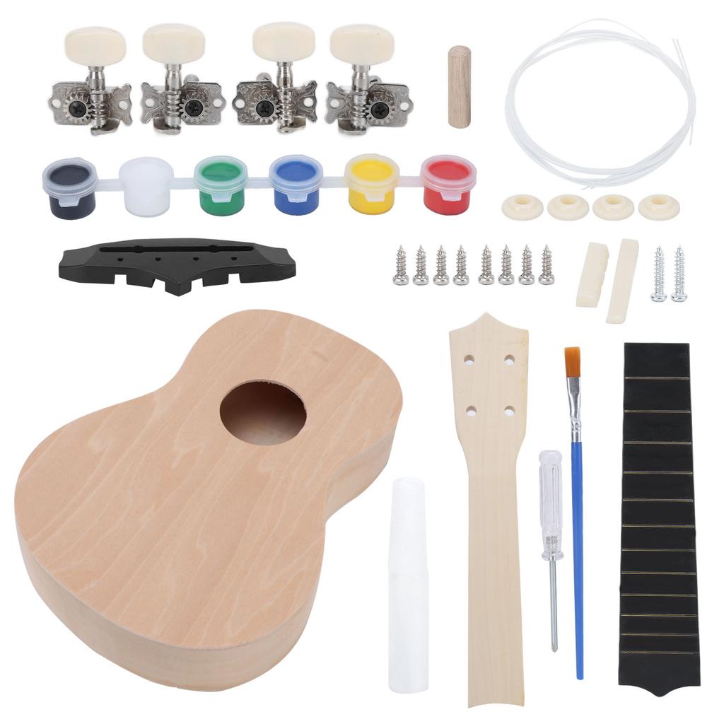 Ukulele Kit 21in DIY Basswood Lightweight Painting Handcrafted Gift Children Small Toys