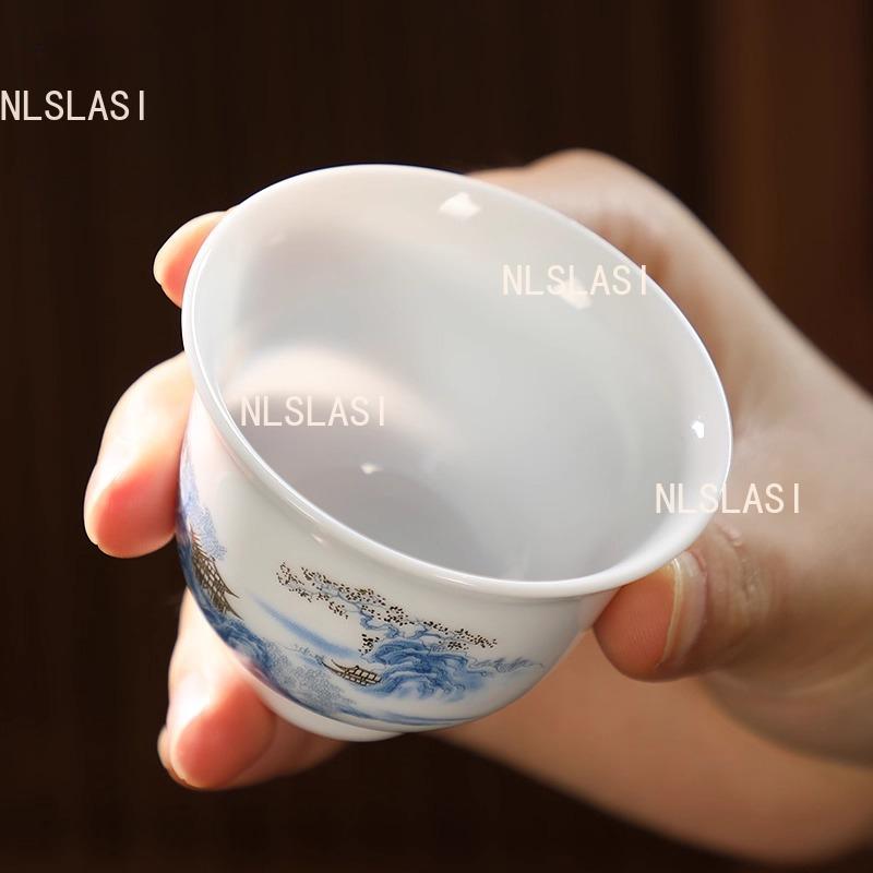 6pcs 65ml White Porcelain Tea Cup Ceramic Tea Cup Household Chinese Style Single Teaset Office Tea Cup Teaset Accessories