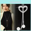 Elegant Heart Shaped Pearl Tassel Sweater Necklace For Women Long Versatile Design