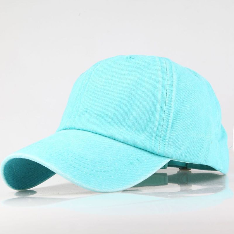 

New New Arrival Washed Pure Cotton Pure Color Light Board Baseball Cap Female Male Baseball Cap Casual Peaked Cap Korean Style Hat Distressed Lake Blue