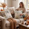 4 Pack Fall Thanksgiving Throw Covers with Pumpkin and Maple Leaf Print for Sofa Couch Decor