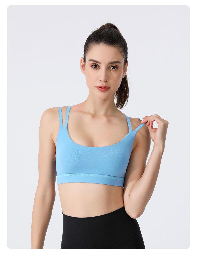

Женский противоударный спортивный бюстгальтер для йоги - быстросохнущая майка для бега и фитнеса M озеро синий
