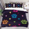 Dog Lover Duvet Cover Hand Drawn Paw Print Doodles Circular Pattern Drawing Style Animals Bedroom Decorations Coral Turquoise
