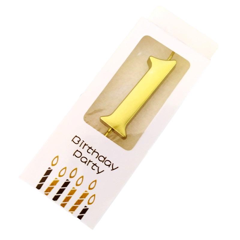 Gold Smokeless Number Candles for Baby's First Birthday Cake - Individual Pack, Creative Design