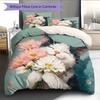 Cat Holding Flowers  Pattern Bedding Quilt Set  Home Decoration  Gift (1 * Duvet Cover + 2 * Pillowcase, Without Core)