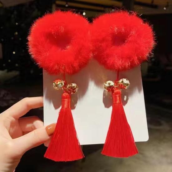 Scrunchies pentru păr Cadouri roșii Elasticitate ridicată Adorabil Anul Nou Chinezesc Legături de păr pentru copii