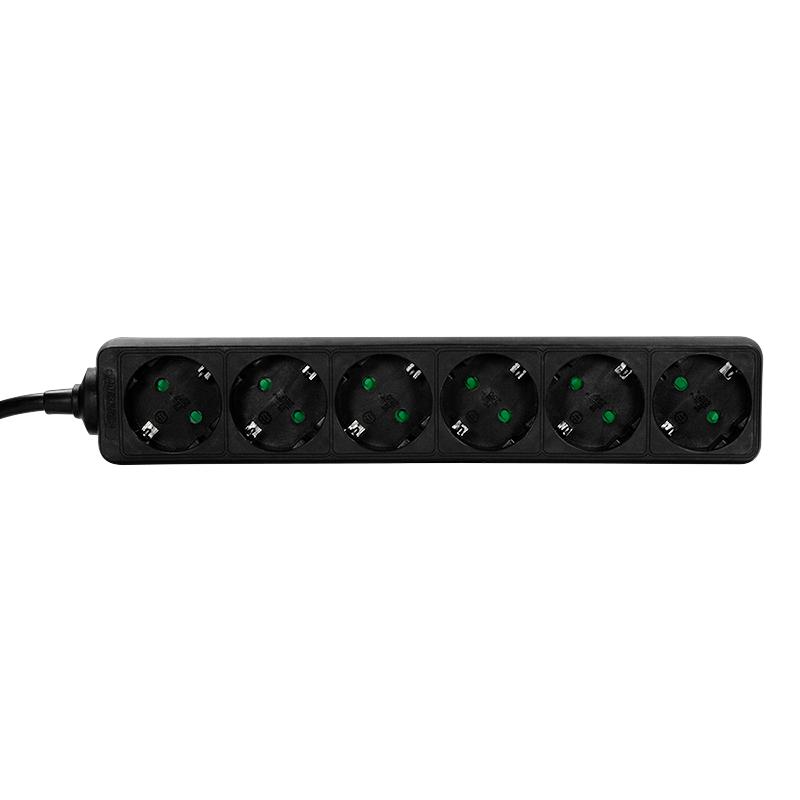 LogiLink Power Strip with 6 Sockets with Protective Contact, Black 1.5m
