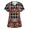 Women's V Neck Short Sleeve Work Shirt with Pockets Oktoberfest Print Top Nursing Uniform Comfortable Fit Durable Material