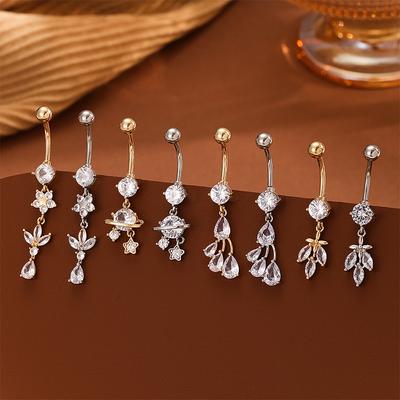 Pendentif Exquis Zirconium Noeud Anneaux de Nombril Barbell Piercing Ombril Pour Femmes Filles Mode Anneau de Nombril Bijoux de Corps Sexy Cadeau