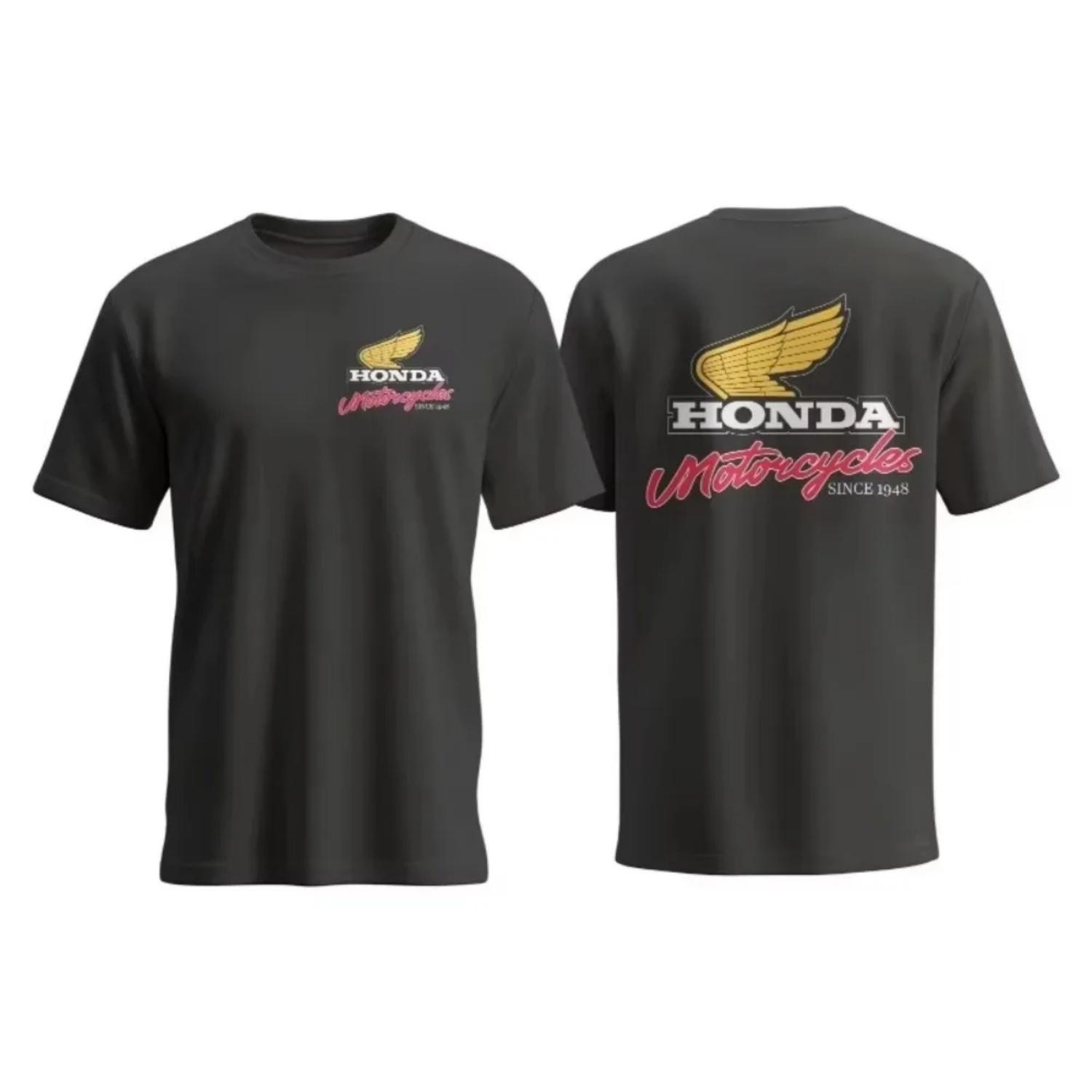 Honda Herren und Damen T-Shirt Sommer Baumwolle Tee Honda Rennauto Kurzarm Frühling und Herbst Motorrad Radsport Top XL