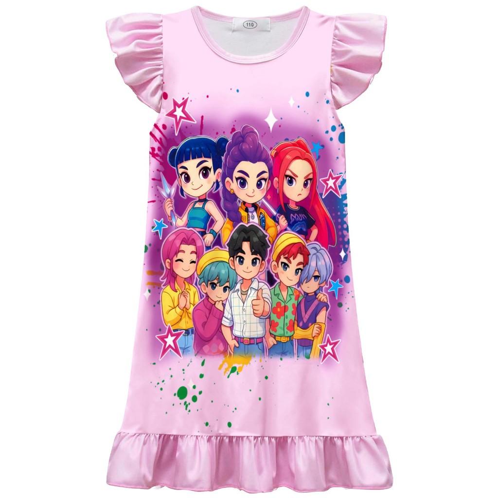 

Детское Платье для Девочек Аниме Фильм Поп-Певица Суперзвезда Принт Рукава с Рюшами Круглый Вырез Повседневное Платье Хэллоуин Косплей Костюмы 140