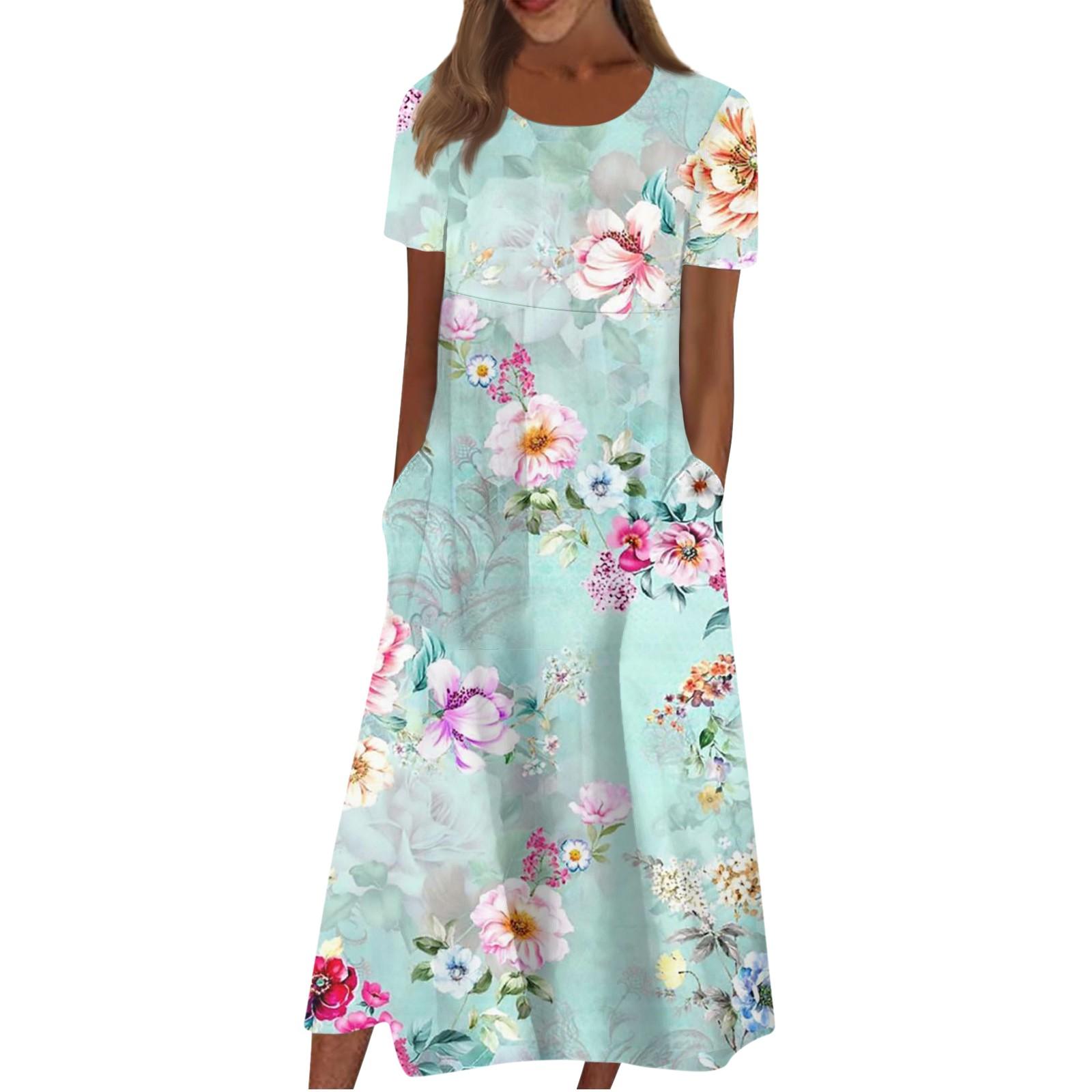 

Жен. Повседневные платья Платья с принтами Летние платья С принтами Плиссированные платья-миди с круглым вырезом Классический Классический На открытом воздухе Повседневные С короткими рукавами Свободные платья XXL