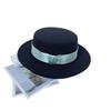 British Retro Flat-top Woolen Top Hat Women's Autumn and Winter Black Versatile Face Small Temperament Men's Retro Felt Hat