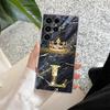 Initial Letter E M I J L Phone Case For Samsung Galaxy S24 S23 Ultra S22 S20 Plus S21 FE Clear Cover Fashion Marble Crown Fundas