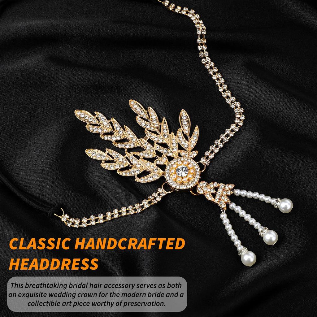 1920s Feather Headband with Rhinestones: Bachelorette Party & Masquerade Accessory