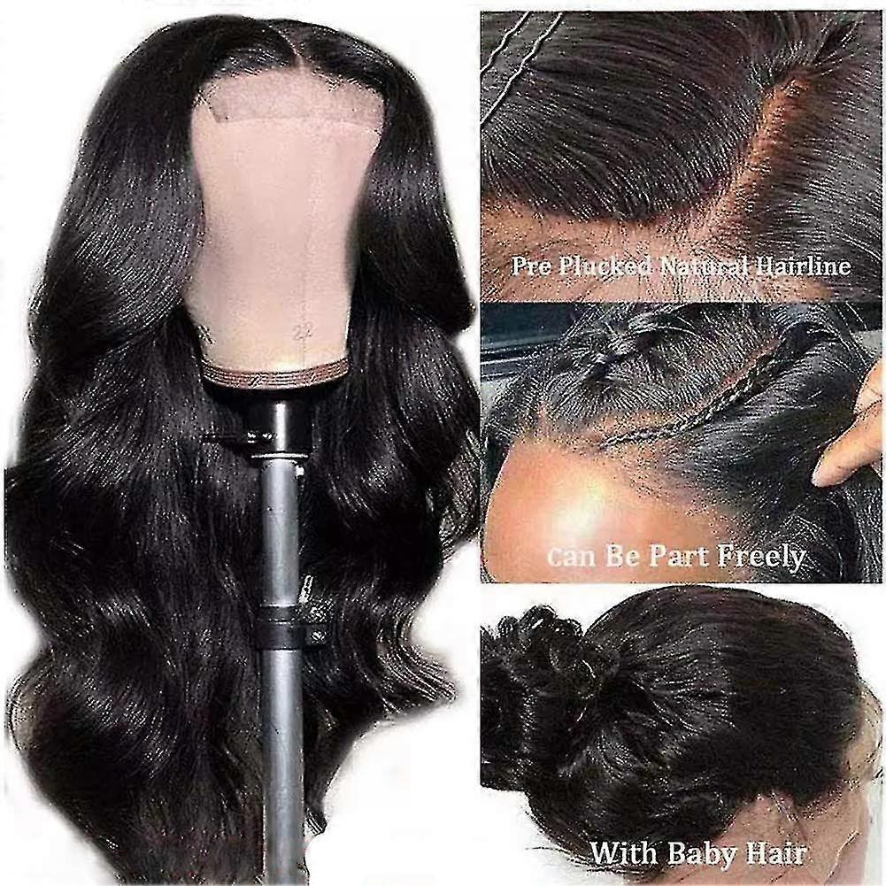 Body Wave Spitze Front Perücke Echthaar Vor gezupft Gebleichte Knoten Mit Babyhaaren Kleberfrei Natürliche Farbe