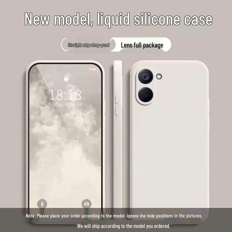 Realme V20 Simple Solid Color Liquid Full Coverage Anti-fall Cube Soft Case