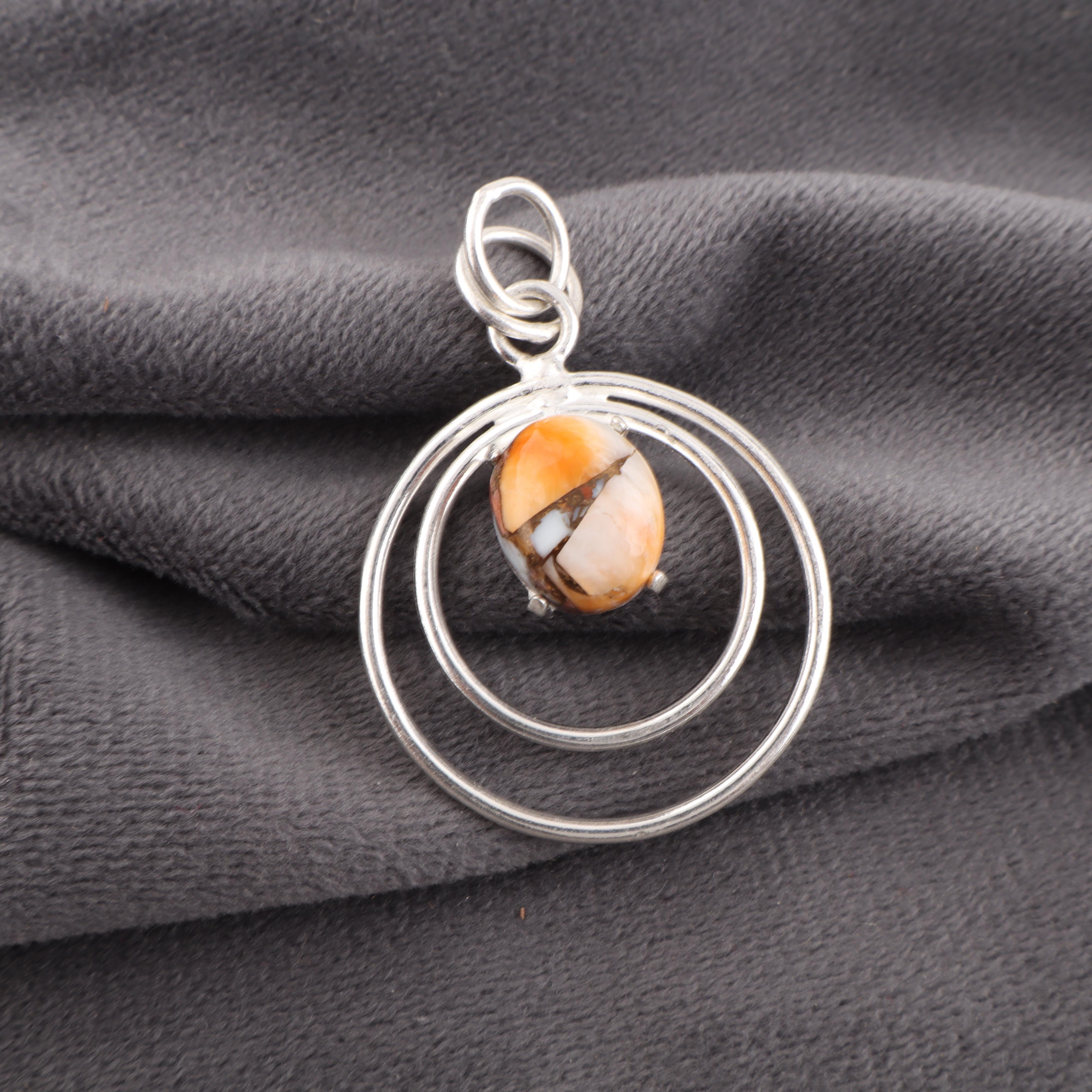 

Кулон из оранжевой медной бирюзы из стерлингового серебра 925 пробы, Ювелирное изделие с кулоном из драгоценного камня ручной работы, Дизайнерский кулон для нее 1.65 Inches оранжевый