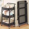 Folding Movable Storage Trolley Rack for Living Room and Snacks