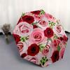 Roses,Floral Themed Automatic Folding Umbrella  8 Ribs Durable Iron Frame, Vibrant Color Design, Compact Travel Umbrella for Beach, Outdoor