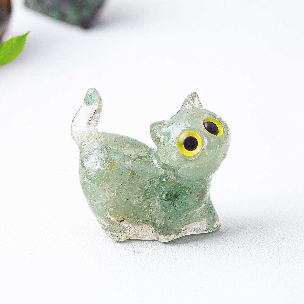 Figurine Artistique en Résine Chat de Cristal Faite à la Main avec un Design Dynamique Pour la Décoration Intérieure et les Cadeaux