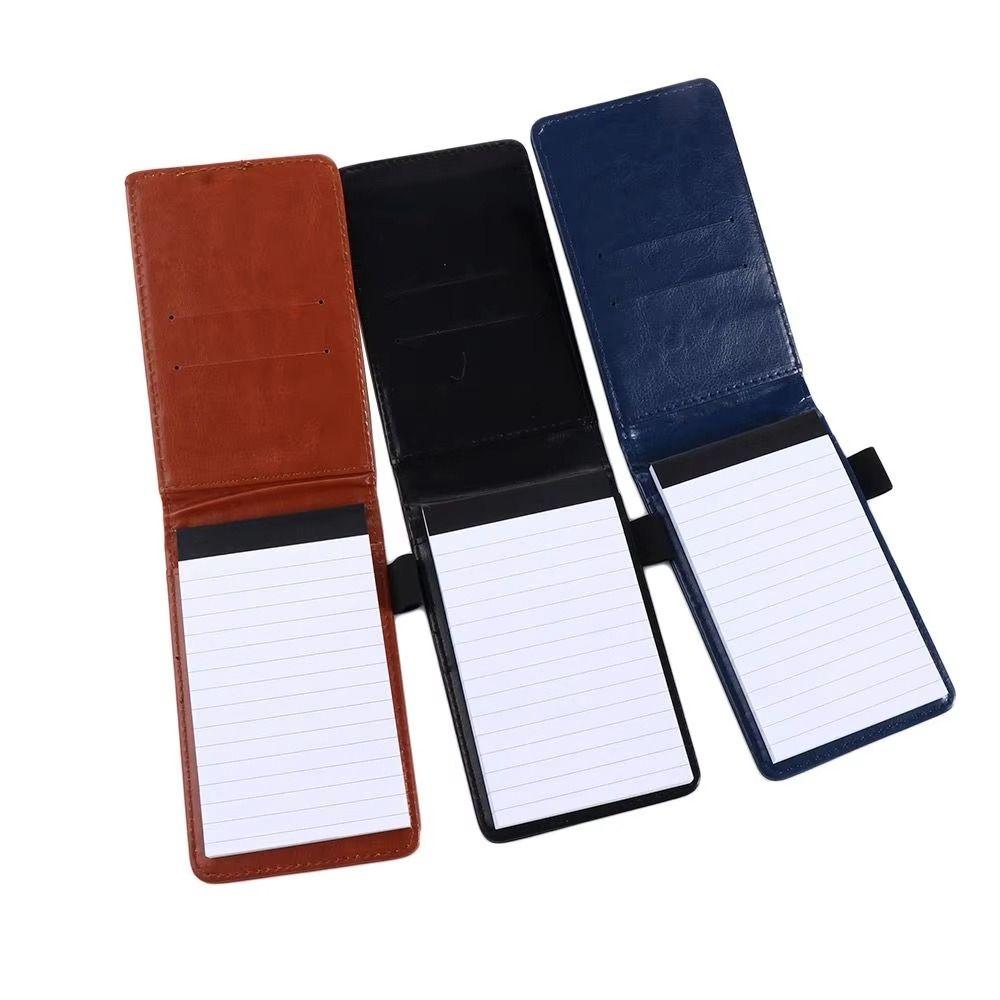 Leather Cover Pocket Notepad Lined Paper Business Memos Retro Portable Planner Office Use