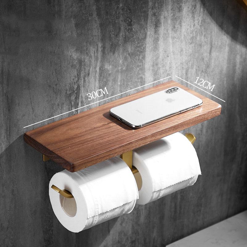 Walnut Bathroom Tissue Holder Wall Hanging Toilet Roll Paper Holder Toilet Paper Box Mobile Phone Toilet Paper Holder