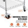 Kitchen Utility Cart, 3 Tiers, Wire Rolling Cart with 661LBS Capacity, Steel Service Cart On Wheels, Metal Storage Trolley with 80mm Deep Basket