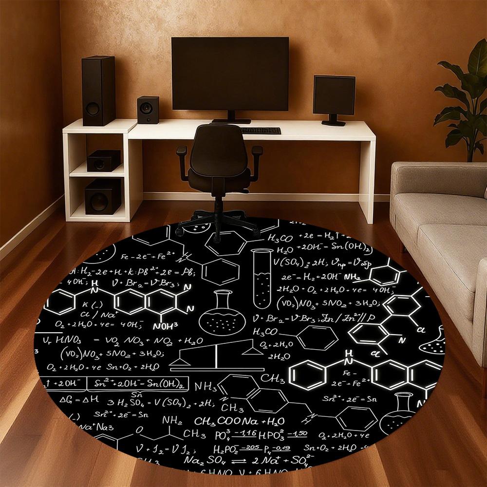 1pc Chemistry Science Round Chair mat office Area Rug - Non-Slip, Floor Mat for Office, Bedroom, and Indoor Decor p127290